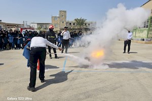 همزمان با بازگشایی مدارس؛ مانور آتش در مدارس برازجان برگزار شد+تصاویر