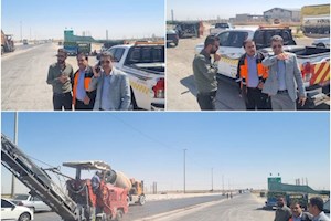 بهسازی آسفالت پل روگذر و سه‌راهی شهر چغادک آغاز شد